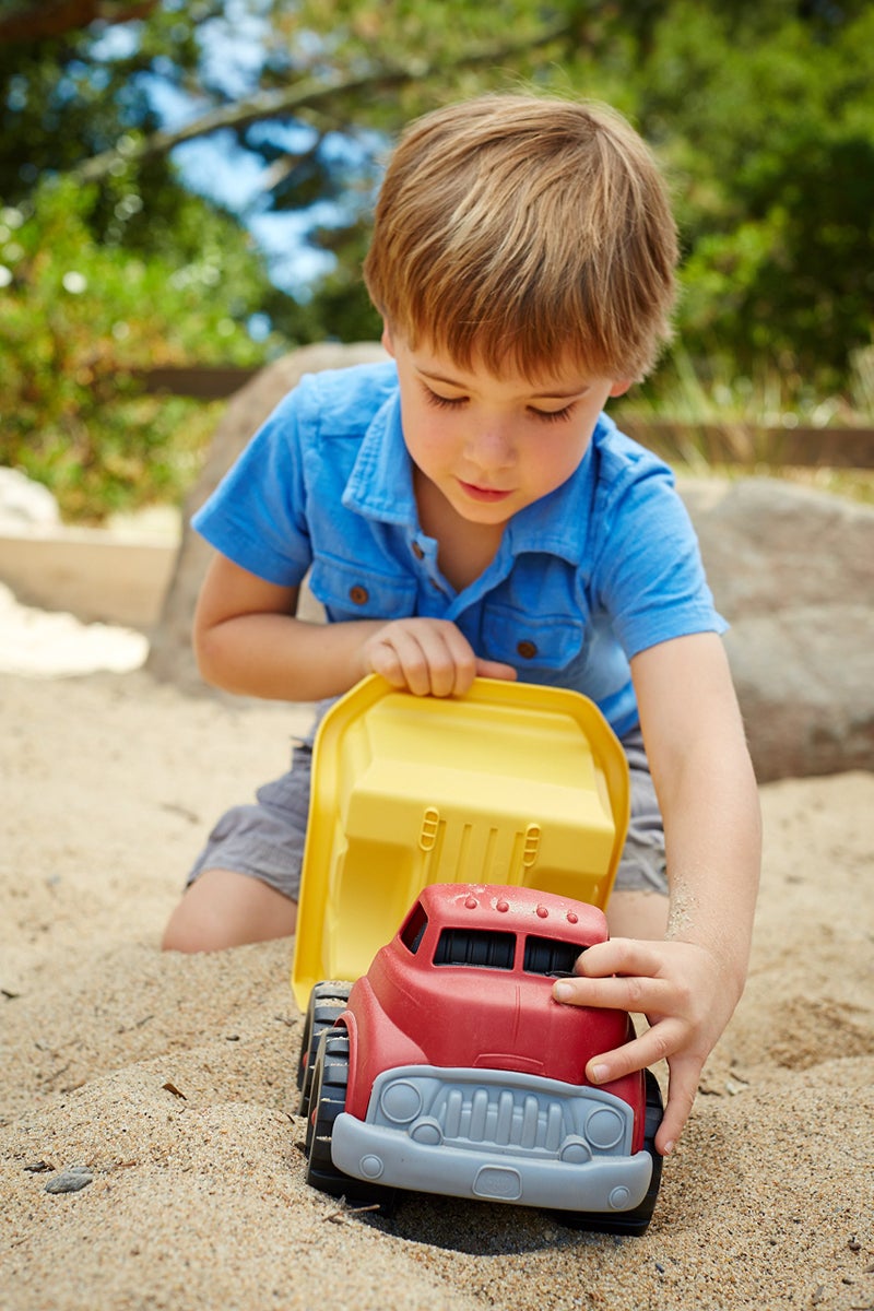 Green Toys Dump Truck, Red/Yellow CB - Pretend Play, Motor Skills, Kids Toy Vehicle. No BPA, phthalates, PVC. Dishwasher Safe, Recycled Plastic. - Image 2